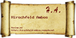 Hirschfeld Ambos névjegykártya